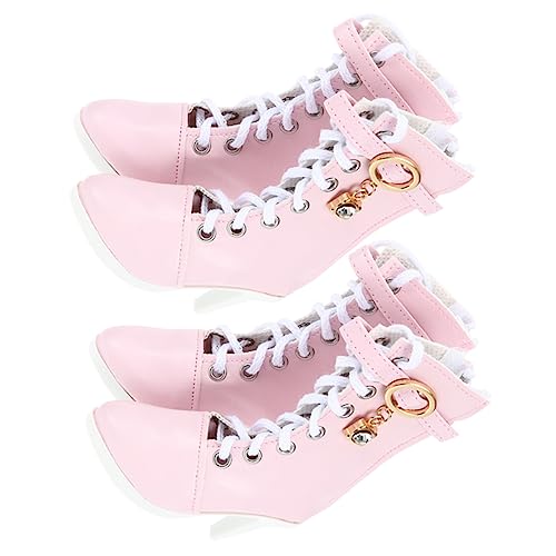 CIYODO 2 Paare Puppe High Heels Schuhe Mädchen klein Modepuppe Puppen Set puppenkleidung puppenspielzeug Puppenmode Puppe Miniaturstiefel Puppe winzige High Heels Baumwollseil Rosa von CIYODO