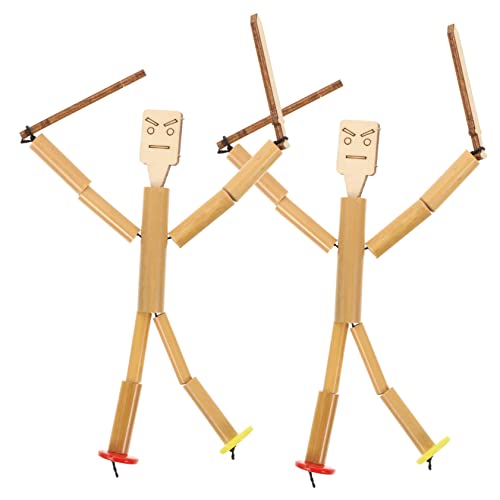 CIYODO 2 Sätze Bambus Puppe Kampf Spielzeug DIY Bambus Puppet Satz Kleinkinder Pädagogisches Spielzeug von CIYODO