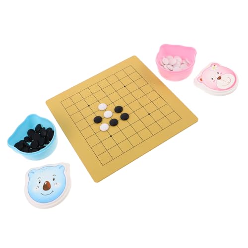 CIYODO 2 Sätze Doppelseitiges Holzbrett mit Niedlicher Bären Schachschale Tragbares Go Spiel für Fördert Denkfähigkeit und Spielerischen Lernspaß von CIYODO