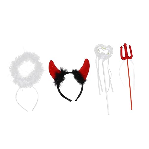 CIYODO 2 Sätze Engels und Teufelsflügel mit Haarreif Leichtes Cosplay Kostüm für Damen und Komfortable Rollenspiel Accessoires für Fasching Halloween und Karneval von CIYODO