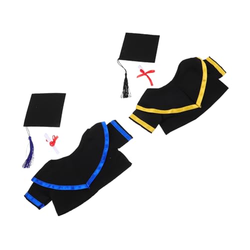 CIYODO 2 Sätze Graduation Bär Kostüm mit Verstellbarem Hut und Kragen Weiches Outfit für Puppen zur Abschlussfeier Passt Verschiedenen Bärengrößen von CIYODO