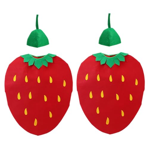 CIYODO 2 Sätze Halloween Kostüme Erdbeere Cosplay Outfits Niedliche Obst Verkleidung für Mädchen und Jungen für Kindergarten und Themenpartys von CIYODO