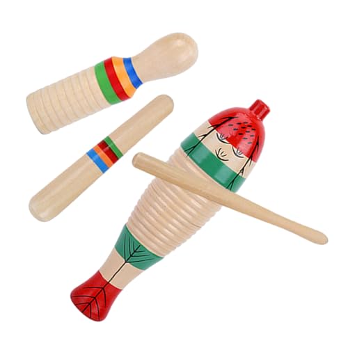 CIYODO 2 Sätze Teiliges Holz Guiro Percussion Instrument mit Sticks Anfängerfreundliches Schlaginstrument für Musikspielzeug Rhythmusgefühl und Koordination von CIYODO
