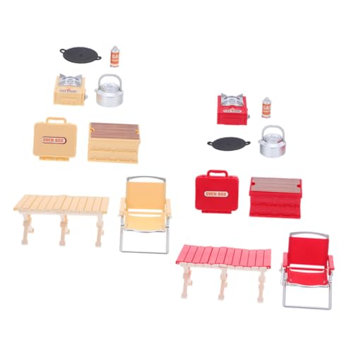 CIYODO 2 Sets Klappstuhl Modell Miniatur Klappstühle Camping Puppenhaus Gartengeräte Puppenhaus Campingmöbel Miniatur Gasherde Miniaturen Kunststoff von CIYODO