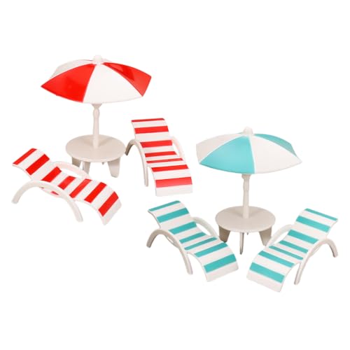 CIYODO 2 Sets Mini-Strandschirme: Mini-Strandstühle und -Set für Puppenhaus – Miniaturmöbel – Realistisches für Verschiedene Szenen von CIYODO