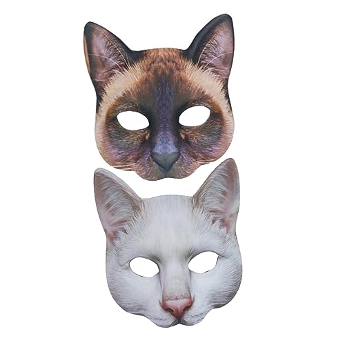 CIYODO Katzenmasken Set 2tlg Unisex Festliche Tiermasken Für Kostüme Halloween Und Karneval von CIYODO