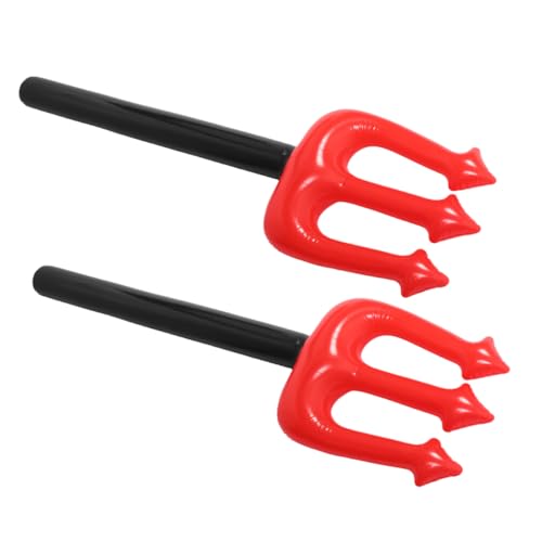 CIYODO 2 Stück Aufblasbare Teufelsgabel aus PVC Halloween Deko Teufel Kostüm Requisite Leicht Tragbar Schnelles Aufblasen für Cosplay Party und Dämonen Dress Up von CIYODO