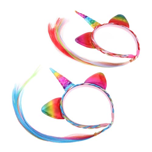 CIYODO 2 Stück Einhorn Haarreif Bunte Haarverlängerungen Magisches Kostümzubehör für Mädchen Halloween Geburtstagsfeier Party Accessoire CIYODO 2 Stück Einhorn Haarreif Bunte Haarverlängerungen Magisches Kostümzubehör für Mädchen Halloween Geburtstagsfeier Party Accessoire von CIYODO