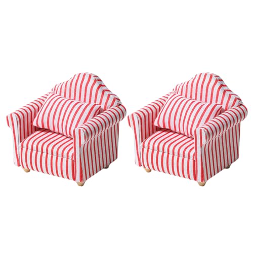 CIYODO 2 Stück Gestreiftes Sofa Modell Puppenhauszubehör Puppenhaus Miniaturen Puppenhaus Zubehör Mini Möbel Puppenzubehör Mini Sofa Puppenhaus Möbel Dorf Hu Tongmu von CIYODO