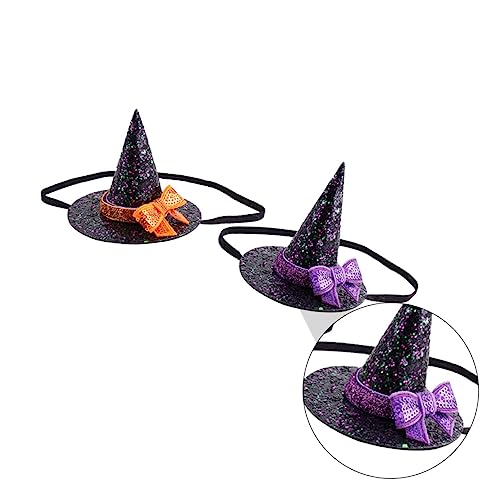 CIYODO 2 Stück Halloween Haarreif Teiliges mit Hexenhut Design Pailletten Schleife Komfortabel und Langlebig Geeignet für Erwachsene Festliches Stirnband für Halloween Kostüm und Party von CIYODO