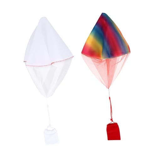 CIYODO 2 Stück Handwurf-Fallschirm Klassische fliegen Outdoor draußen Spiel-Requisiten Fallschirm mit Geschenkbeutel werfen Stoff von CIYODO