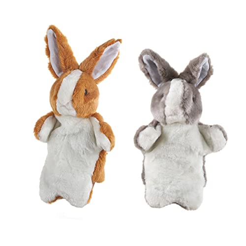 CIYODO 2 Stück Hase Handpuppe Aber handspielpuppe hase Kaninchenspielzeug puppentheater handpuppen Hasen-Anreicherungsspielzeug Kaninchen -Handpuppe kurzer Plüsch Brown Zufällige Farbe von CIYODO