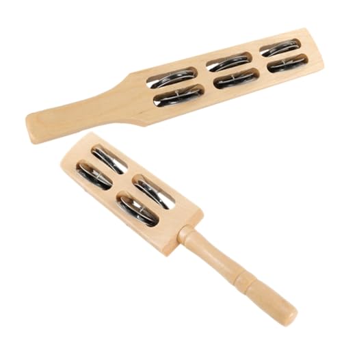 CIYODO 2 Stück Holz Handglocken mit Griff Jingle Sticks Musikspielzeug für Junge Mädchen und Mädchen Musikinstrument mit Klarem Klang Kreativität und Koordination von CIYODO