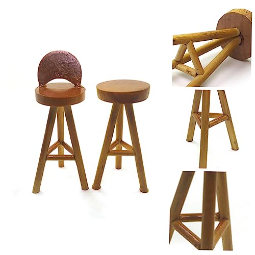 CIYODO 2 Stück Holz Stühle für Puppenhaus Simulierte Möbel Dekoration für Wohnzimmer und Miniatur Häuser von CIYODO