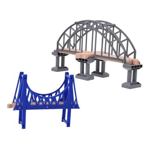 CIYODO 2 Stück Holzspielzeug Brücke für Modelleisenbahnen DIY Modell mit Plattform für Kreative Szenen und Familienaktivitäten Fördert Eltern Bindung und Kognitive Entwicklung von CIYODO