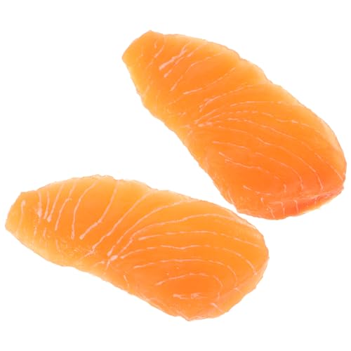 CIYODO 2 Stück Imitation Lachsfilet Gefälschte Lachsscheiben Realistisch Modellfleisch Künstlich Essen Party Fleisch-Display-stütze Gefälschtes Lachsmodell Orange PVC CIYODO 2 Stück Imitation Lachsfilet Gefälschte Lachsscheiben Realistisch Modellfleisch Künstlich Essen Party Fleisch-Display-stütze Gefälschtes Lachsmodell Orange PVC von CIYODO