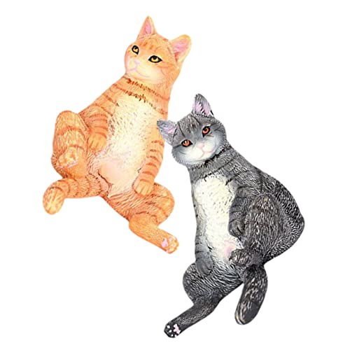 CIYODO 2 Stück Katzenfiguren Süße Simulation Katzenmodelle Dekorative Katzenornamente für Lernspielzeug und Tischdekoration für Katzenliebhaber von CIYODO