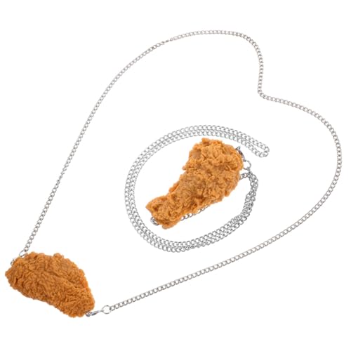 CIYODO 2 Stück Kreative Halskette Simulation Lebensmittel Anhänger Lebensmittelverzierung Hip-hop-Halskette Fake-Food-anhänger Partygeschenk Lebensmittelmodelle Hühnerhalskette PVC von CIYODO