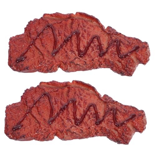 CIYODO 2 Stück Künstliches Steak Realistische Fake Roastbeef Deko Widerstandsfähige Simulation Fleischmodelle Vielseitig für Markt Fotografie Party Braun von CIYODO