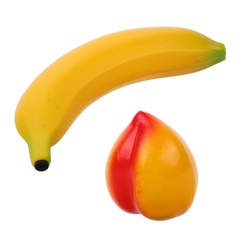CIYODO 2 Stück Maracas Obstform Stabiles Kunststoff Percussion Instrument Frühe Bildung für Kindergarten und Zuhause Realistische Banane und Pfirsich Nachbildung Geschenkidee von CIYODO