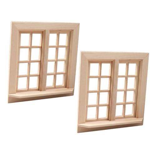 CIYODO 2 Stück Maßstab DIY Miniaturmöbel Fensterrahmen Holzmodell Zubehör für Puppenhaus Dekoration von CIYODO
