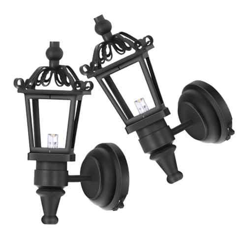 CIYODO 2 Stück Maßstab LED Puppenhaus Lampe Schwarz Dekoratives Puppenstuben Zubehör Realistische Miniaturbeleuchtung für Schlafzimmer und Treppenhaus von CIYODO