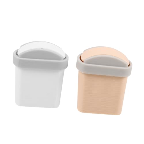 CIYODO 2 Stück Mini Mülltonnen mit Klappdeckel Kunststoff Miniatur Mülleimer für Puppenhaus Möbel Dekoration Leichte Realistische Mini Abfalleimer für Desktop und Spielzubehör von CIYODO