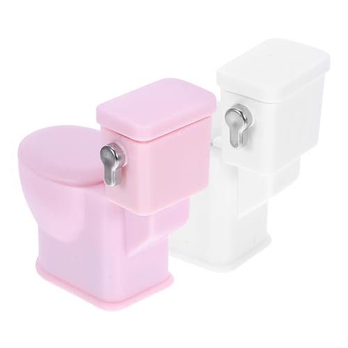 CIYODO 2 Stück Mini-toiletten: Miniatur-puppenhaus-toilettenmodell – Realistische Badezimmermöbel Für Kleine Hausdekorationen Und Rollenspiele von CIYODO