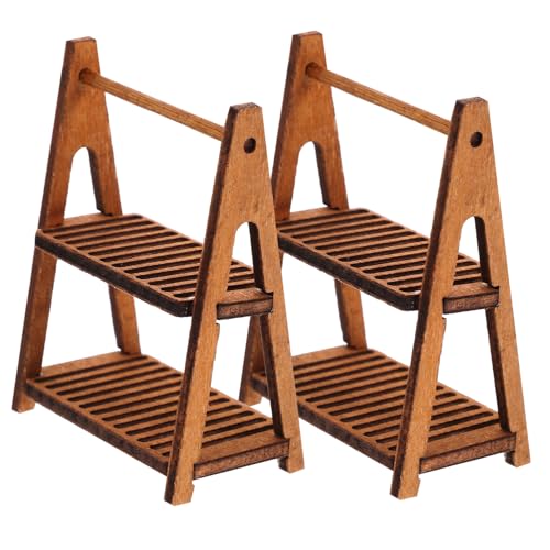 CIYODO 2 Stück Miniatur Holzregal Puppenhaus Möbel Realistische Miniaturregale für Spielzeughäuser Dekorative Accessoires für Kinderzimmer und Kreative Szenen von CIYODO