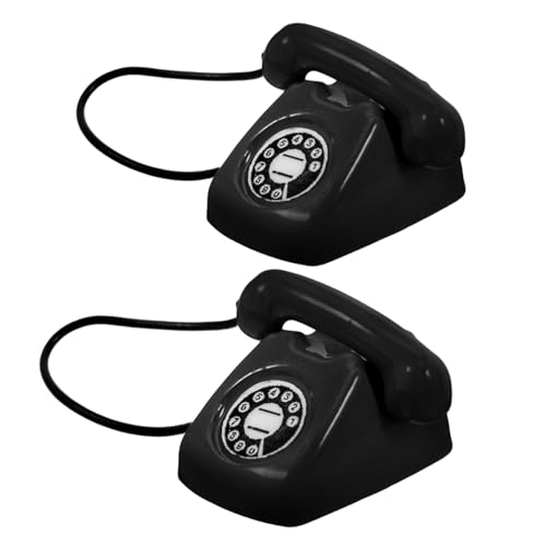 CIYODO 2 Stück Miniatur Retro Telefon Modell aus Detaillierte Vintage Puppenhaus-Dekoration für Schlafzimmer und Zeitungsstände Vielseitige Miniatur Requisite für Kreative Szenen von CIYODO
