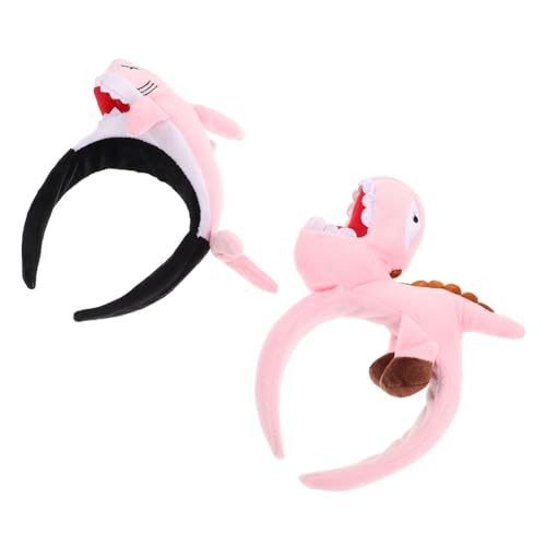 CIYODO 2 Stück Plüsch Tierkopf Haarbänder Shark Dino Kostüm Haarreif Weich Lustig Für Erwachsene Strand Pool Meer Themen Party Zubehör von CIYODO