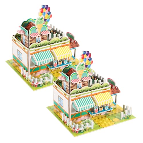 CIYODO 2 Stück Puzzle Eiscreme Shop Bausatz Teilig Schaumstoff Bastelset für Jahre und Erwachsene Dreidimensionales DIY Modell mit Glatten Kanten Sicher und Dekorativ für Zuhause und von CIYODO