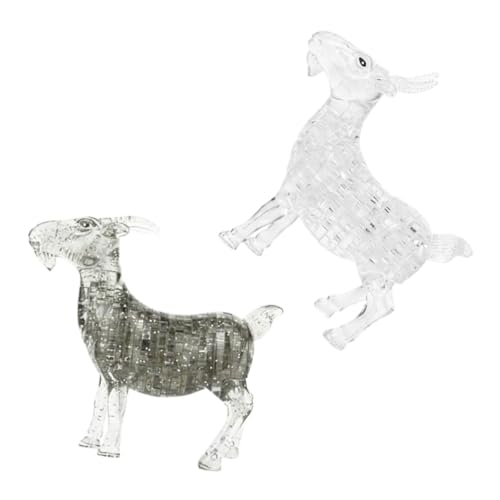 CIYODO 2 Stück Puzzle Ziegenskulptur Teilig Klare und Graue Kristalloptik Kreative DIY Dekoration Künstlerische Tierfigur für Modernes Wohnambiente Effektvolle Tierkopf Ornament von CIYODO