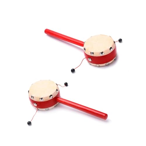 CIYODO 2 Stück Rassel kinderinstrumente musikinstrumente Musikinstrument für Traditionelles Trommelspielzeug Musikspielzeug für Bambus rot von CIYODO