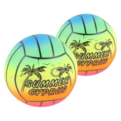 CIYODO 2 Stück Regenbogen Volleyball Motorisierter Pool Schwimmball Aufblasbares Spiel Spielplatz Pool Basketballkorb Pool Volleyball Aufblasbarer Strandball Für Kleinkinder von CIYODO