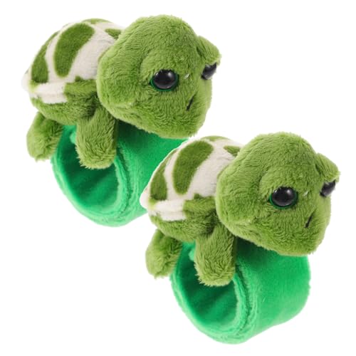CIYODO 2 Stück Schildkrötenpuppenschlampe Tier-Snap-Armband Schildkröte Plüsch Ohrfeigenarmband mit Tieren Armbänder Animal-Slap-Armbänder für Green von CIYODO