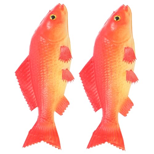 CIYODO 2 Stück Simulation Fischmodell kleine Fischfigur Fischverzierung lebensechtes Simulationstiermodell Fisch Figur kleine Fischdekoration Fischfigurenmodell Pu rot von CIYODO