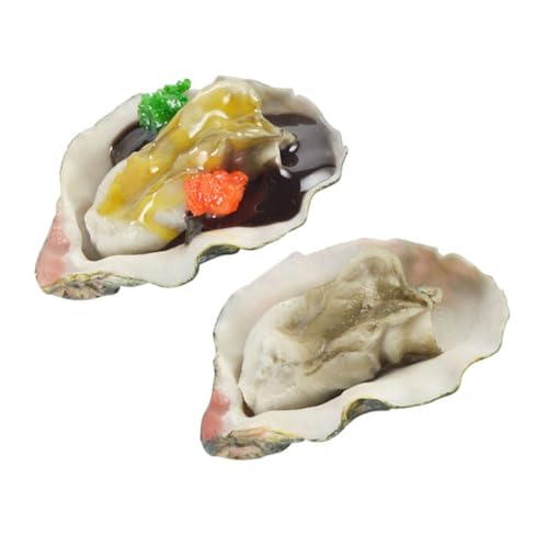 CIYODO 2 Stück Simulierte Austern küchendekoration Kitchen Decoration laufstall spielzeuge Toy Dekorationen Künstliche Austern realistisches Spielfutter gefälschtes Essen PVC von CIYODO
