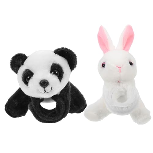 CIYODO 2 Stück Slap Armband Tiere Plüsch Slap Band für Geburtstagspartys und Mitgebsel Fuzzy und Bequem Tiermuster für Kreative Spielaktivitäten von CIYODO