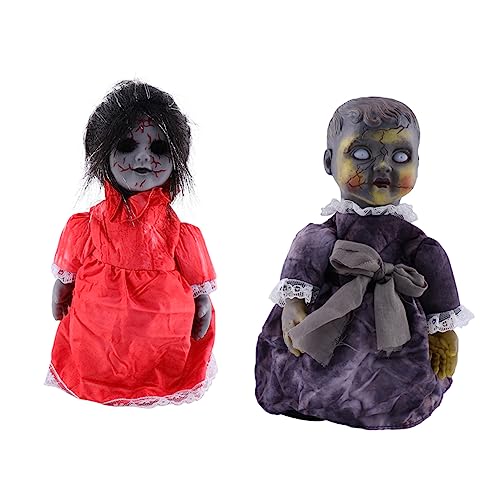 CIYODO 2 Stück Sprachaktivierte Induktionspuppen Halloween-Requisiten Spukhaus-Dekorationen Ohne Batterie Gruseliges Aussehen Für Halloween Atmosphäre von CIYODO