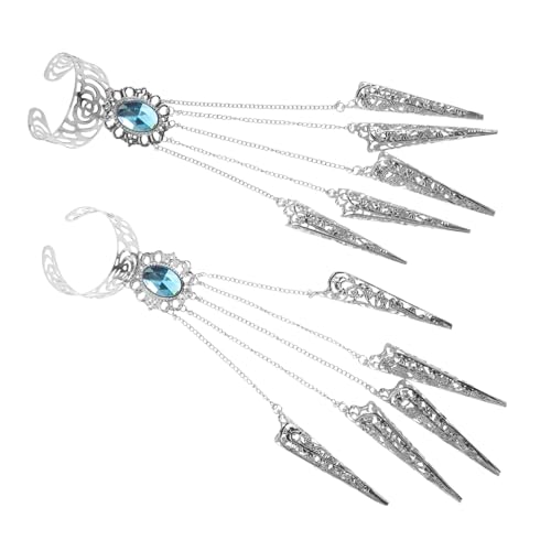 CIYODO 2 Stück Tanzarmband mit Fingernägeln Teiliges für Bauchtanz Damen Schmuck Leichte Stabile Handgelenksschmuck Bühne Accessoire Silberblau CIYODO 2 Stück Tanzarmband mit Fingernägeln Teiliges für Bauchtanz Damen Schmuck Leichte Stabile Handgelenksschmuck Bühne Accessoire Silberblau von CIYODO