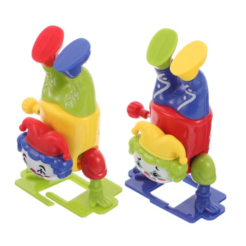 CIYODO 2 Stück Teiliges Aufziehspielzeug Clown mit Lustigen Robustes Kunststoffmaterial Interaktives Partygeschenk für Bunte Sammlerfigur Grün und Blau Unterhaltsames für Jungen Ab von CIYODO