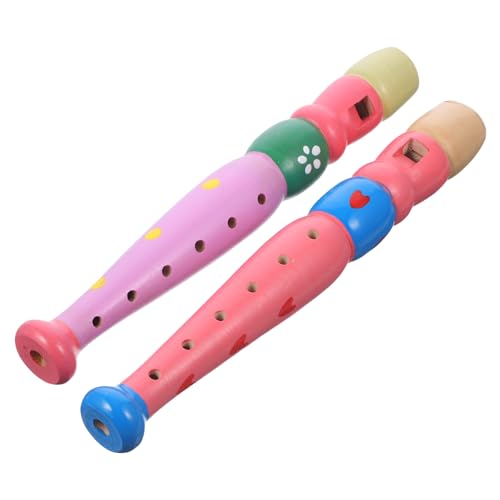 CIYODO 2 Stück Teiliges Holzflöten für Buntes Design Blockflöte Lernspielzeug Robustes Musikinstrument Gehör und Geschicklichkeit für Junge Mädchen von CIYODO