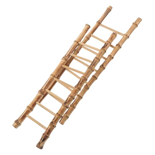 CIYODO 2 Stück Teiliges Miniatur Bambusleiter Set Kompakte Leichte Mini Möbel Accessoires für Puppenhaus Sandgarten und DIY Landschaft Langlebige Platzsparende Mini Leiter Dekoration von CIYODO