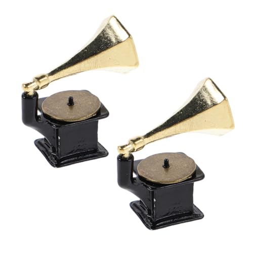 CIYODO 2 Stück Teiliges Miniatur Plattenspieler aus Metall Authentisches Retro Grammophon Modell Stabile Dekorative Figur für Puppenhaus Möbel und Sammler Vintage Mini CIYODO 2 Stück Teiliges Miniatur Plattenspieler aus Metall Authentisches Retro Grammophon Modell Stabile Dekorative Figur für Puppenhaus Möbel und Sammler Vintage Mini von CIYODO