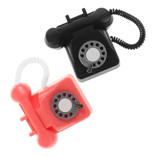 CIYODO 2 Stück Teiliges Miniatur-drehtelefon Retro Vintage Telefonmodell Puppenhaus Dekoration Kunstvolles Retro-Telefon Requisit für Sammler und Puppenmöbel Zubehör von CIYODO