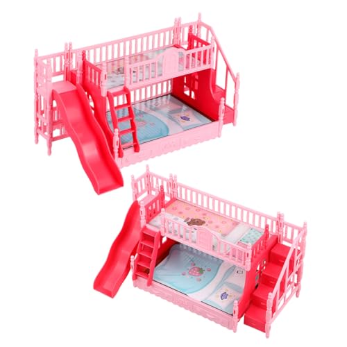 CIYODO 2 Stück Teiliges Puppenhaus Etagenbett mit Leiter Miniatur Kinderzimmer Möbel Leichtes Kompaktes Puppenbett Zubehör für Rollenspiele Spielhaus Möbel für Mädchen von CIYODO