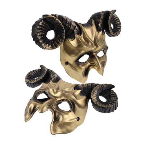 CIYODO 2 Stück Teiliges Teufelsmasken mit Hörnern Halbe Tiergesichts Maskerade Atmungsaktiv Vielseitig Kombinierbar für Halloween Party Festival Cosplay Erwachsene Komfortabel und von CIYODO