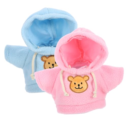 CIYODO 2 Stück Teiliges Waschbare Verschleißfeste Bären Puppenkleidung Zarte Sweatshirts in Rosa und Blau Wiederverwendbare Plüschtier Outfits für Sammler von CIYODO