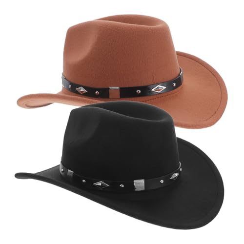 CIYODO 2 Stück Western Cowboy Hüte Leichter Polyester Fedora mit Breiter Krempe Verstellbare Unisex für Halloween Strand und Outdoor CIYODO 2 Stück Western Cowboy Hüte Leichter Polyester Fedora mit Breiter Krempe Verstellbare Unisex für Halloween Strand und Outdoor von CIYODO